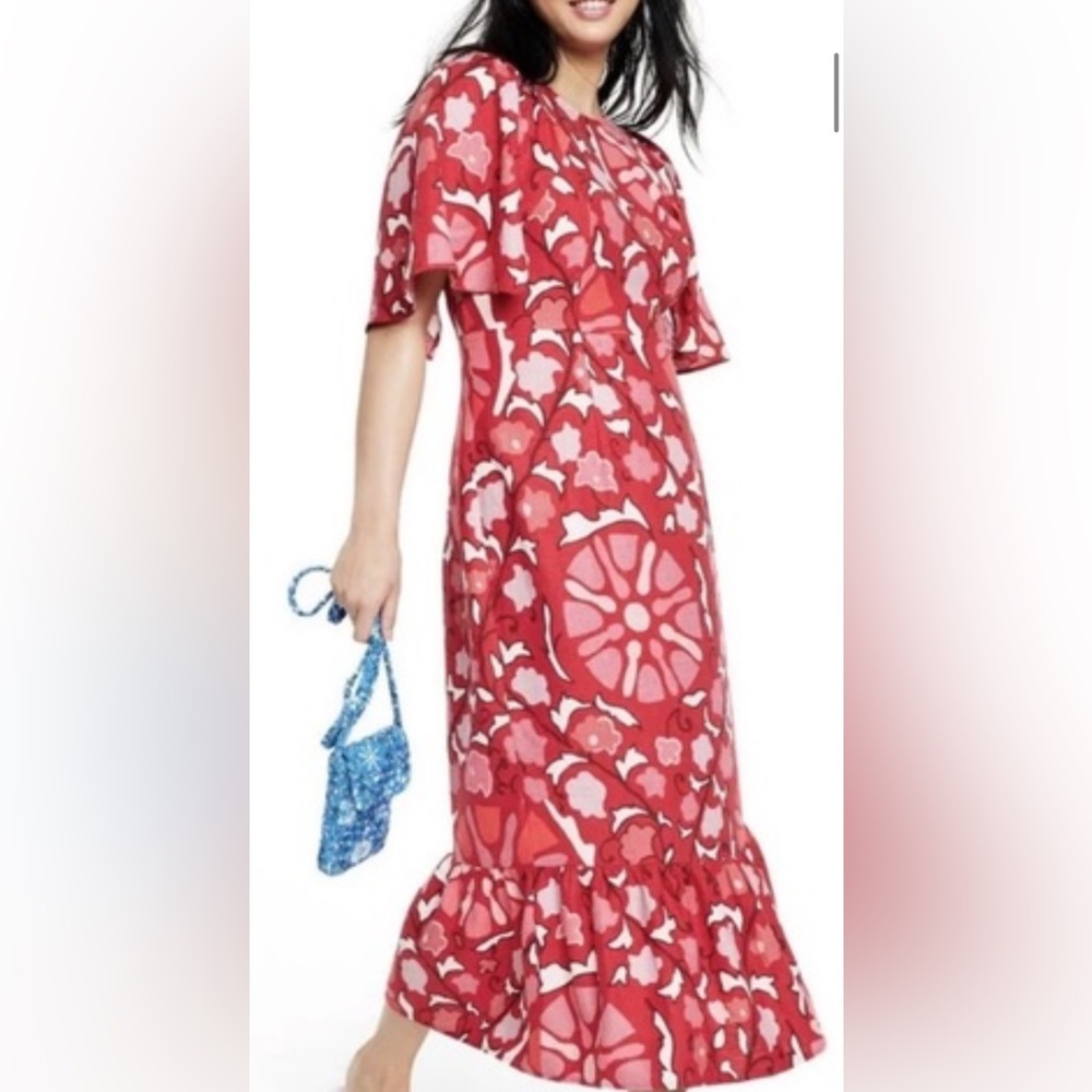 RHODE Coral and White Floral Maxi Dress